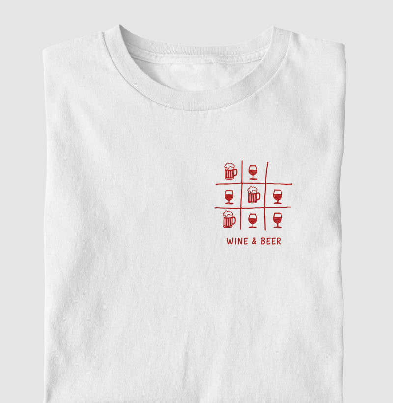 Camiseta Jogo da Velha Wine and Beer