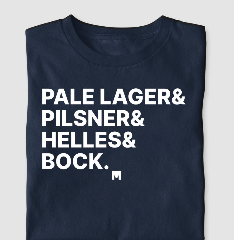 Camiseta Pale Lager, Pilsner, Heller e Bock