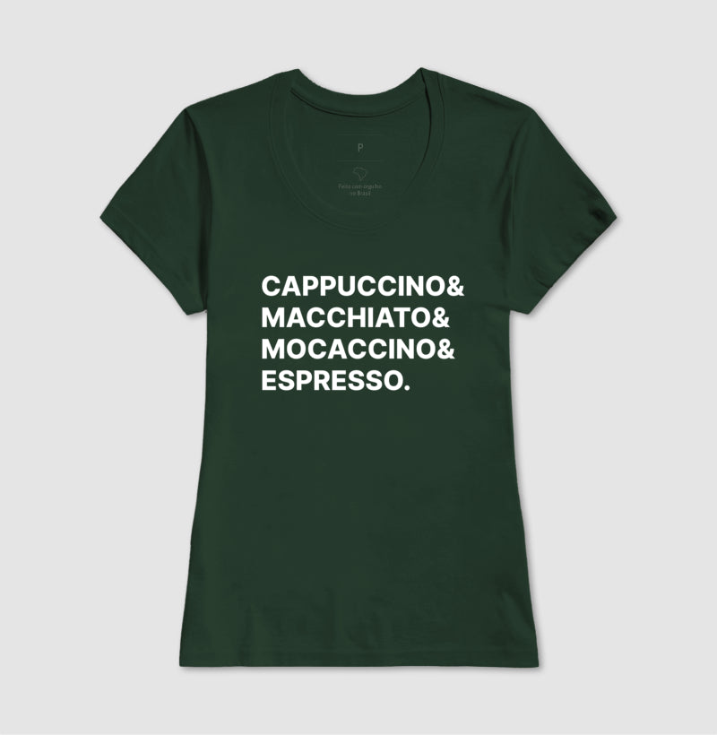 Camiseta Cappuccino & Macchiato & Mocaccino & Espresso